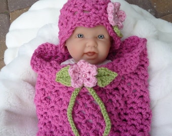 Instant Download PDF Flower Girl Crochet Pattern Quick and Easy Newborn Cocoon and Hat
