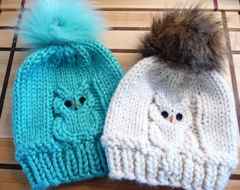 Super Bulky Owl Hat Knitting Pattern