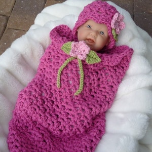 Instant Download PDF Flower Girl Crochet Pattern Quick and Easy Newborn Cocoon and Hat image 5