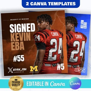Sports Committed Poster, Commitment Social Media Flyer, Signing Day Template, Announcement, Senior Night, Brown, HS, DIY Canva File, Mens