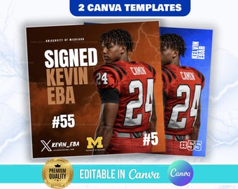 Sports Committed Poster, Commitment Social Media Flyer, Signing Day Template, Announcement, Senior Night, Brown, HS, DIY Canva File, Mens