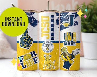 JCSU, Johnson C. Smith University, Tumbler Wrap, 20oz HBCU, Navy and Yellow, Alumni, Grad, Student, Black History, bulls, Band, D9, Football