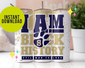 Stillman College, Tumbler Wrap, Golden Tiger, Paw, PNG, Gift, Sublimation, Tumbler Wrap, Student, Sports, gold and navy, D9, Black History