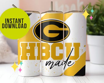 Grambling State University, Gift, Sublimation, Tumbler Wrap, Unisex, Logo, Alumni Gift, Student, Sports, HBCU, GOLD, Black, D9, College, G