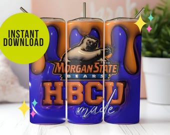 Morgan State University, Inflated, Puffy, 3D HBCU, Drip, Blue and Orange, Tumbler Wrap, Bears, Sublimation, Student, D9, College, Homecoming