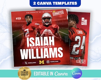 Sports Committed Poster, Commitment Social Media Flyer, Signing Day Template, Announcement, Senior Night, Game Day, DIY Canva File, Mens