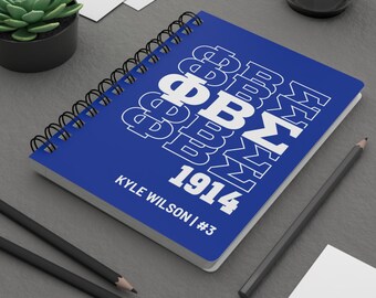 Phi Beta Sigma Personalizable Notebook, 1914 Fraternity Journal, Gift For Him, Blue and White, GOMAB, Custom, D9, Greek Life, Blue Phi, HBCU