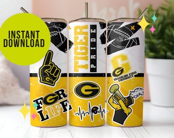 Grambling State University, Tiger Pride, Gift, Sublimation, Tumbler Wrap, Student, Sports, Football, G-men, band, yellow, Black, D9, College