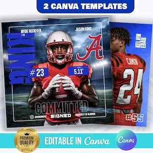 Póster de compromiso deportivo, folleto de redes sociales de compromiso, plantilla del día de la firma, anuncio, noche de los seniors, día del partido, archivo Canva DIY, hombres