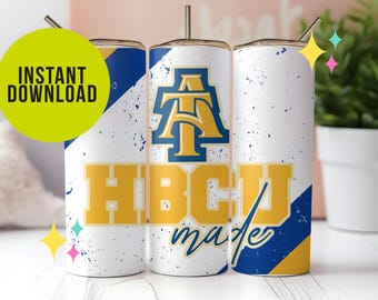 North Carolina A&T, Tumbler Wrap, 20oz, HBCU, Aggies, Yellow, Alumni, Grad, Student, University, Black History, NCAT, 1891, D9, Sublimation