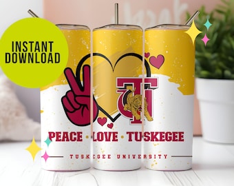 Tuskegee University, HbCU, Old Gold and Crimson, Tiger, Gift, Sublimation, Tumbler Wrap, Student, Sports, Football, D9, Black History, red