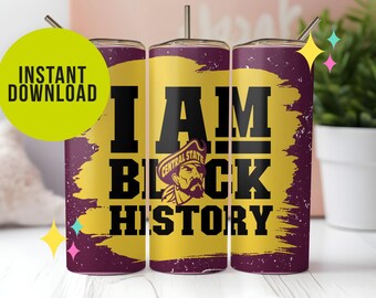 Central State University, CSU, Tumbler Wrap, I am Black History, HBCU, gold and Maroon, Alumni, Grad, Student, Marauder Man, pirate logo, d9