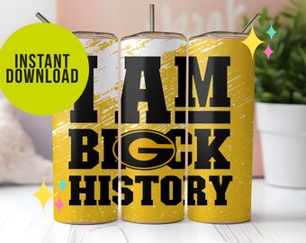 Grambling State University, I am Black History, Gift, Inflated Tumbler Wrap, Tigers, Sublimation, Student, yellow, Black, D9, College, HBCU