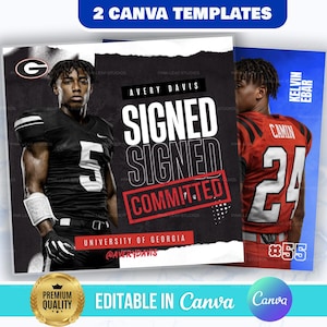 Sports Committed, Social Media Flyer, Signing Day Template, Announcement, Senior Night, Game Day, DIY Canva File, Mens, Boys, Black, Grunge