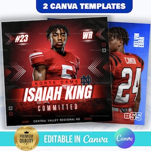 Sports Committed Poster, Commitment Social Media Flyer, Signing Day Template, Announcement, Senior Night, Game Day, DIY Canva File, Mens