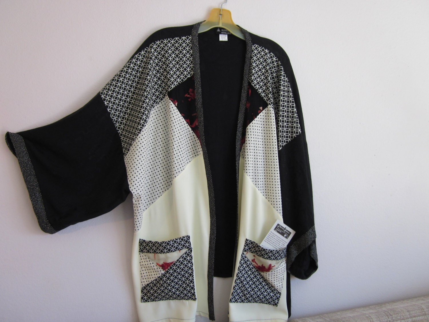 Plus Size Cardigan Jacket With Red Chips of Fabrics Etsy