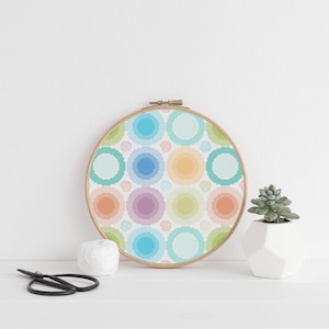 Colorful Circles Blackwork Embroidery Chart: Retro Blackwork Design (PDF Pattern)
