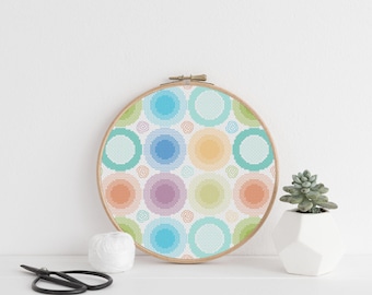 Linear Circles Blackwork Embroidery Chart: Retro Blackwork Design (PDF Pattern)