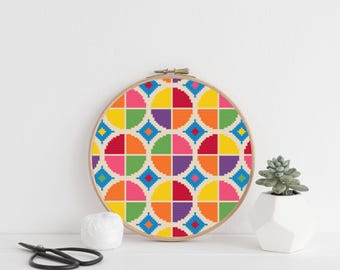 Bubble Gum Machine - Gumball Cross Stitch Chart: Retro Bubbly Design (PDF Download)
