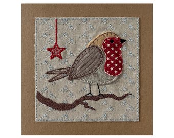Robin Textile Christmas Card