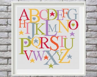 ABC Cross Stitch Chart: Nursery or Playroom Design 10 Inch Design (PDF Download)
