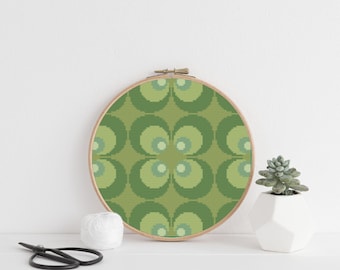 Retro Seventies Avocado Cross Stitch Pattern: Repeat Design (PDF Download)