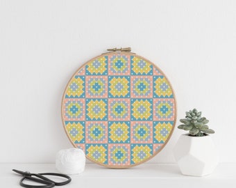 Granny Squares Cross Stitch Chart: Spring Colors (PDF Download)