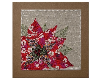 Poinsettia Textile Greetings  Card