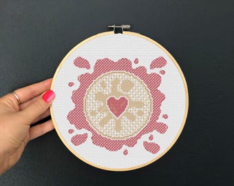 Blackwork Biscuit Embroidery Chart: Jammy Splodge Design (PDF Download, 6 inch Hoop Design)