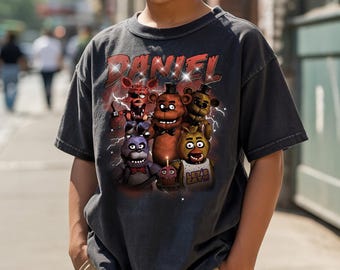 Personalized Freddy Fazbear Retro Shirt, Custom Kids Name Tee