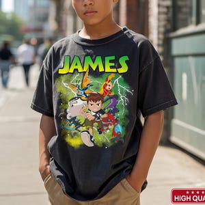 Custom Ben 10 Bootleg T-Shirt, Personalized Name Boy Game Shirt, Family Ben 10 Birthday Shirts for Boys, Party Gift Ideas for Kids