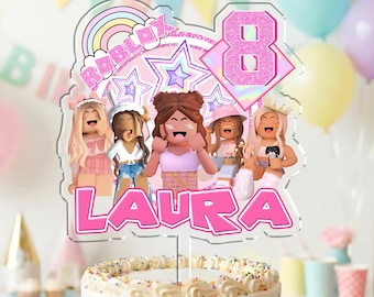 Decorazione personalizzata per torta a tema gamer, con nome, età e compleanno in acrilico.