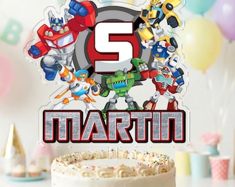 Personalisierte Rettung Bots Kuchen Topper, Roboter Geburtstag Acryl Dekoration