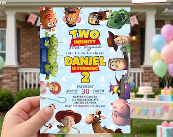 Personalized Toy Story Birthday Invitation, Two Infinity and Beyond 2nd Birthday Party Invite