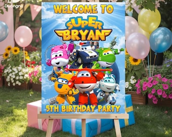 Personalized Super Wings Birthday Banner: Custom Kids Party Decoration