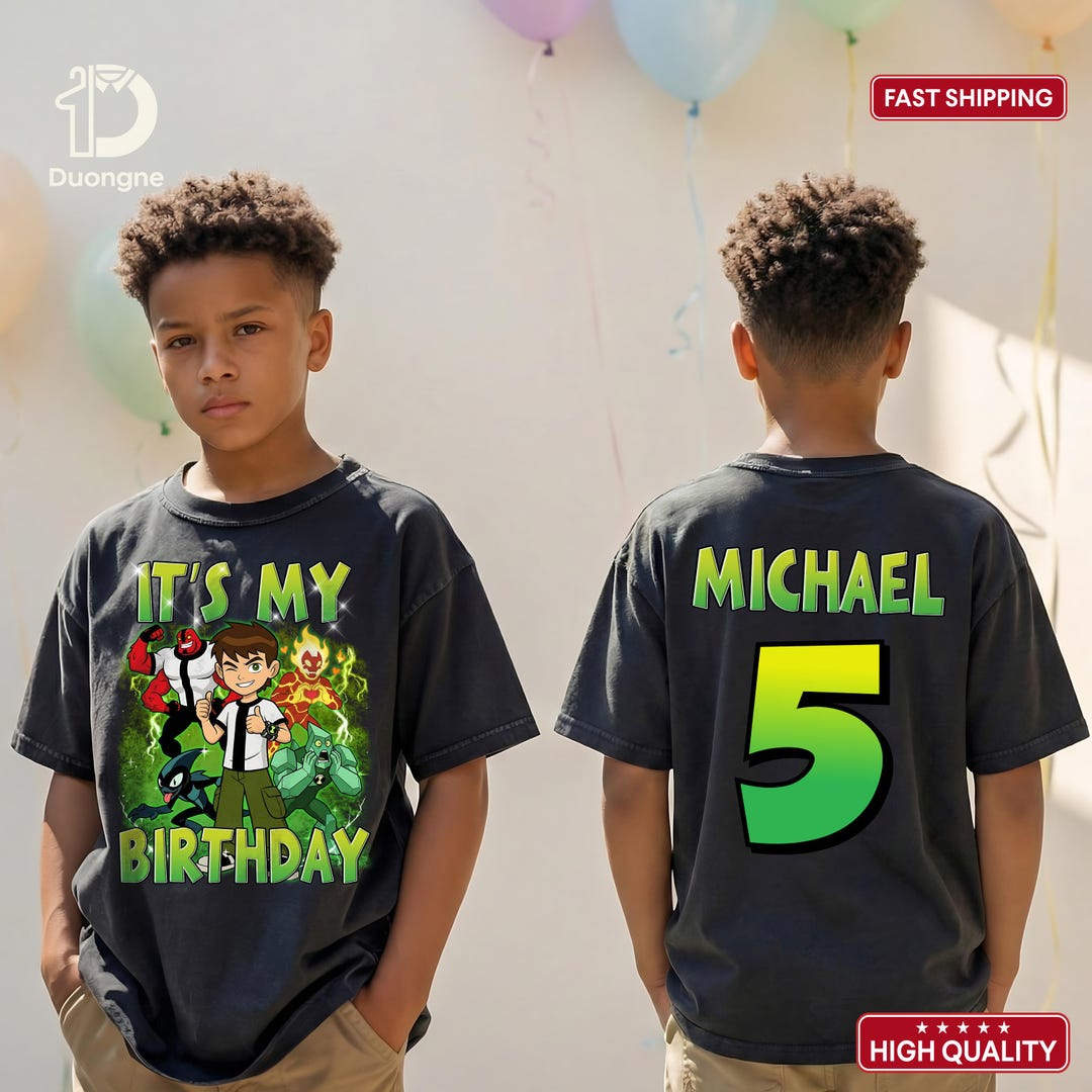 Personalized Ben 10 Bootleg Birthday Shirt, Custom Name Toddler Tee for ...