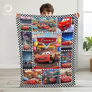 Personalized Disney Cars Blanket, Cars McQueen Baby Blanket, Lightning McQueen Fleece Blanket, Custom Disney Birthday Gift