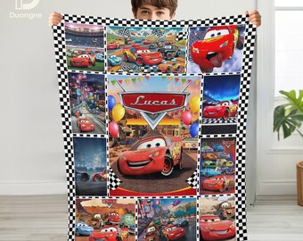 Personalized Disney Cars Fleece Blanket, Lightning McQueen Birthday Gift