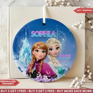 Adornos personalizados de Frozen, adorno navideño de Elsa, decoración para árbol de Navidad de Disney, regalo de recuerdo de Frozen para niñas.