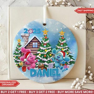 Personalized Blue&#39;s Clues Ornaments, Blue’s Clues Holiday Ornament, Personalized Christmas Gift for Kids