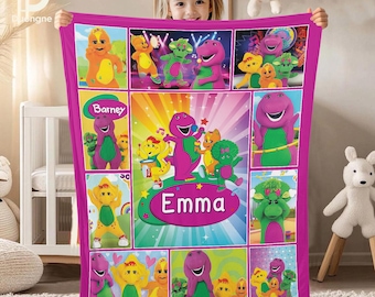 Personalisierte Barney Fleece Decke: Individuelles Dinosaurier Geschenk