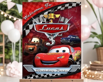 Personalized Disney Cars Birthday Poster, Custom Racing Party Decor