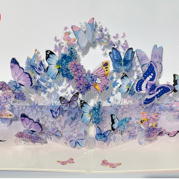 Crystal Butterfly Pop Up Card: Greeting Card, Birthday Card, Anniversary Card