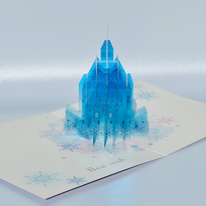 Crystal Frozen Castle 3D Pop Up Card, Birthday Card, Wedding Card, Thank You, Winter Holiday