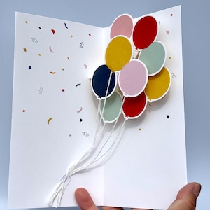 Colourful Balloon 3D Pop Up Card, Birthday Card, Celebration Card, Greeting Card, Housewarming, Baby Shower Card, Graduation Card