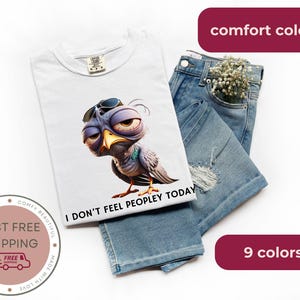 Funny Pigeon Shirt I Don&#39;t Feel Peopley Today Tee, Unisex Tee, Unisex T-shirt, Men&#39;s/Women&#39;s Clothing, Graphic Tee, Sarcastic Tee