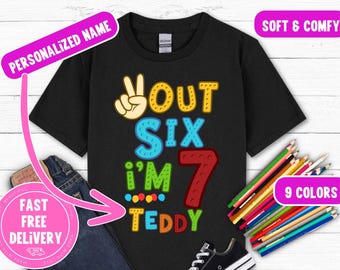 Personalized 7th Birthday Shirt: Peace Out Six, Custom Kids Tee