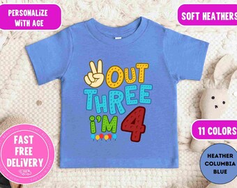 Peace Out 3 I'm 4 Toddler Tee: 4th Birthday Shirt