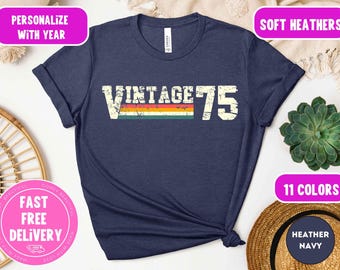 Vintage 1975 Retro 50th Birthday T-Shirt: Gen X Unisex Tee