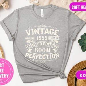 1955 Vintage Tee - Classic Fifties Retro Birthday Shirt for Him, 70th Birthday Gift, Unisex Jersey Short Sleeve T-Shirt, Husband Gift Boomer